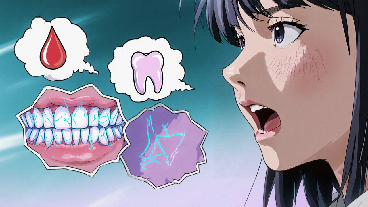 Teen girl shows cracked enamel, cold sensitivity, and gum issues.