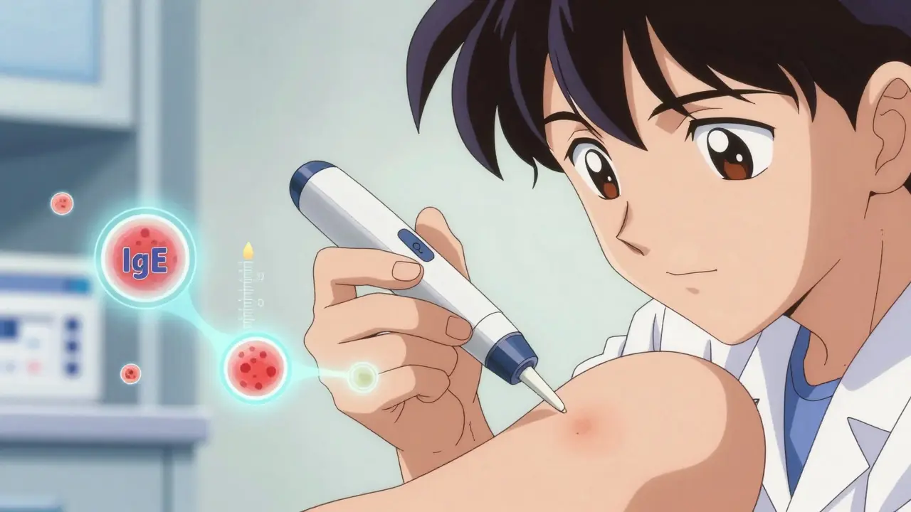 Close-up of skin prick test for allergy diagnosis