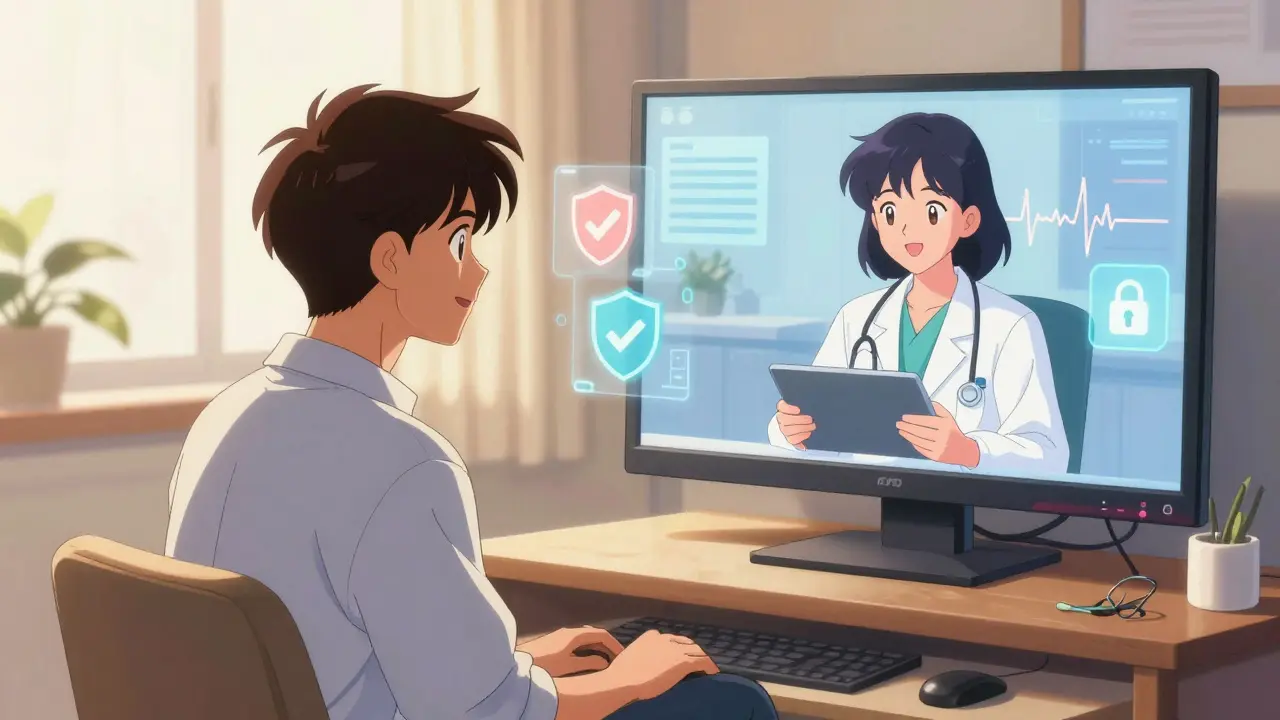 Man having happy video call with doctor for telehealth consultation