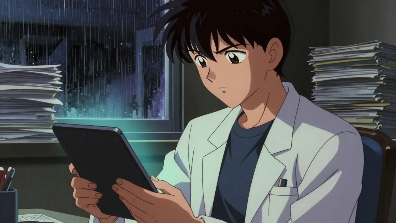 QA manager reviewing compliance records on a tablet in an office