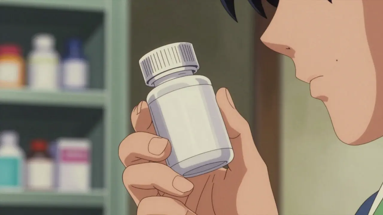 Hand holding a legitimate prescription pill bottle safely