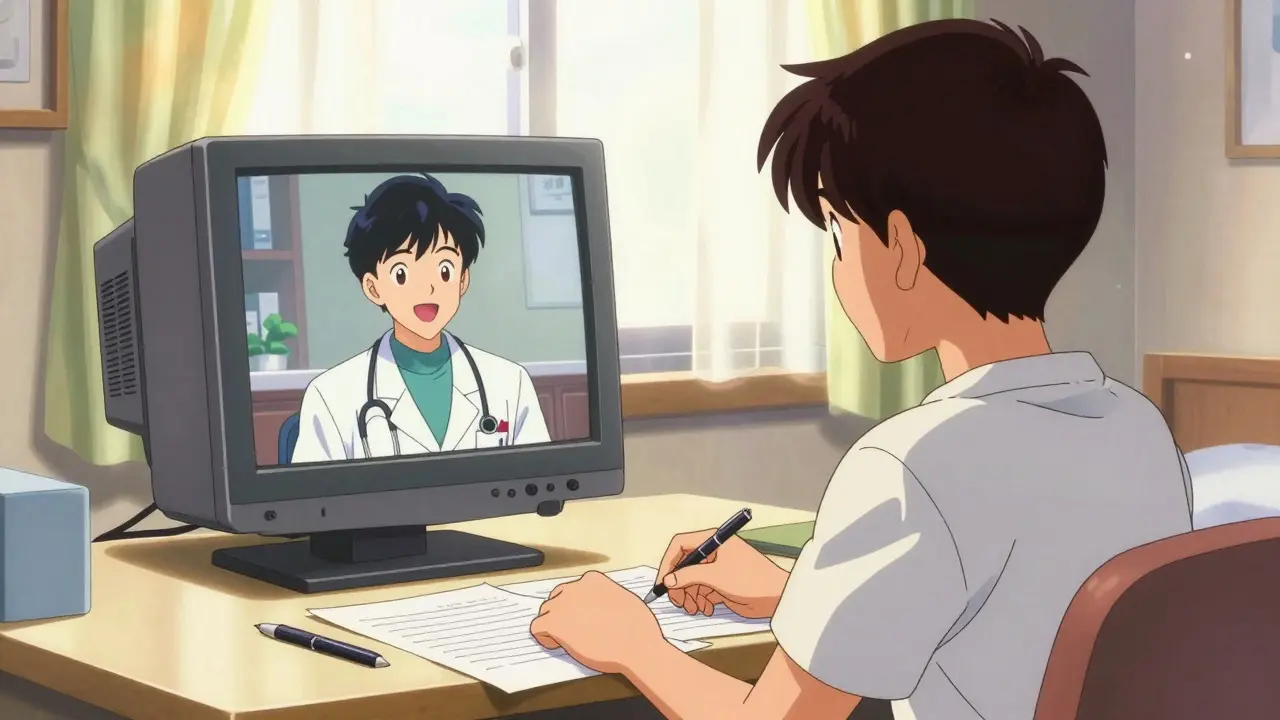 Patient having a video consultation with a doctor online